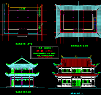 寺庙金殿CAD施工图，寺庙CAD建筑图纸下载