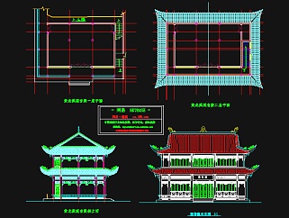 寺庙金殿CAD施工图，寺庙CAD建筑图纸下载
