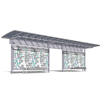 现代公交候车亭草图大师模型，公交候车亭su模型免费下载