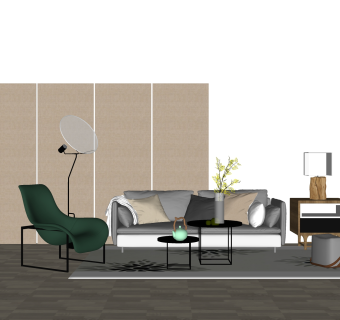 现代简约沙发组合草图大师模型，沙发组合sketchup模型下载