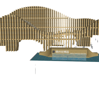 现代景区大门入口sketchup模型，大门入口草图大师模型下载