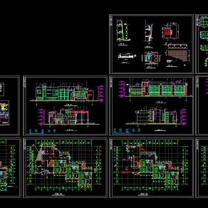 幼儿园cad建筑工程图纸，幼儿园平面立面图下载