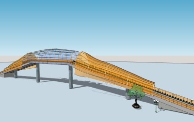 现代大桥草图大师模型，大桥sketchup模型下载