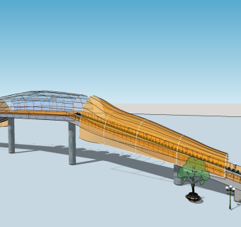 现代大桥草图大师模型，大桥sketchup模型下载