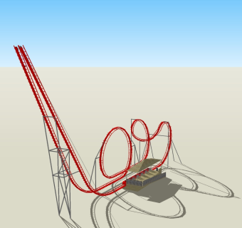 现代游乐场过山车草图大师模型，sketchup模型