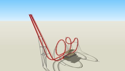 现代游乐场过山车草图大师模型，sketchup模型