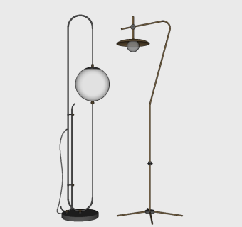 现代玻璃落地灯组合su模型下载、玻璃落地灯组合草图大师模型下载