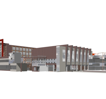 现代办公楼外观草图大师模型，办公楼外观sketchup模型免费下载