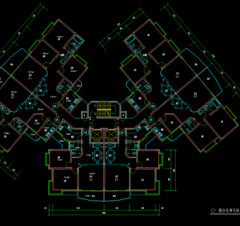 高层住宅户型CAD施工图，户型CAD图纸下载