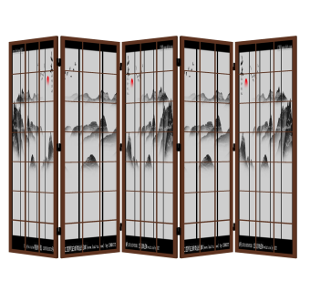 中式屏风免费su模型，屏风草图大师模型下载