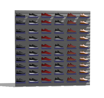 现代运动鞋展示架草图大师模型,服装店衣架su模型下载