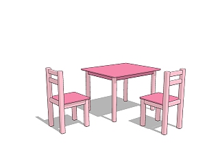 现代儿童桌椅su模型，儿童桌椅草图大师模型下载