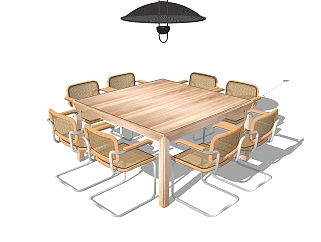 现代餐桌椅免费su模型，现代餐桌椅sketchup模型下载