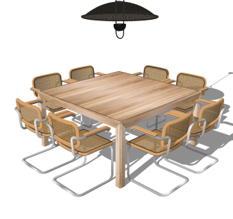 现代餐桌椅免费su模型，现代餐桌椅sketchup模型下载