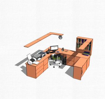 现代办工桌su模型，办工桌草图大师模型下载