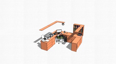 现代办工桌su模型，办工桌草图大师模型下载