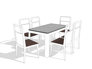 <em>现代实木餐桌椅</em>su模型，实木桌椅草图大师模型下载