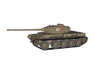 苏联T-44中型<em>坦克</em>草图大师模型，sketchup模型下载