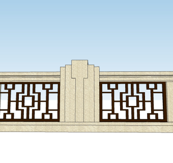 欧式围墙栏杆草图大师模型，围墙栏杆sketchup模型skp文件下载