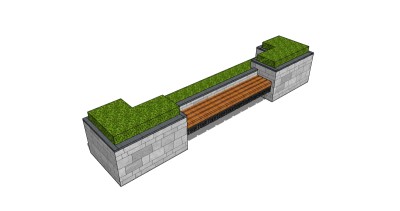 现代条形座椅sketchup模型下载，户外休闲椅草图大师模型分享