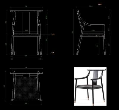 新中式椅子施工图CAD图纸