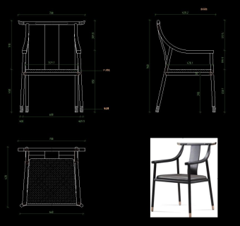 新中式椅子施工图CAD图纸