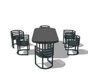 工业风餐桌椅免费su模型，工业风餐桌椅skp模型下载