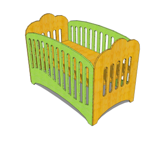现代婴儿床草图大师模型，婴儿床skp模型下载