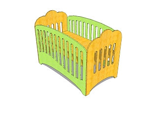 现代婴儿床草图大师模型，婴儿床skp模型下载