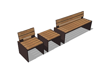 条形座椅sketchup模型下载，户外休闲椅草图大师模型分享