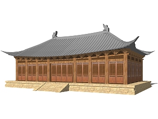 中式古建殿宇草图大师模型，古建殿宇sketchup模型免费下载