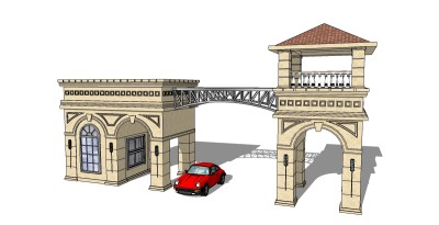欧式入口大门草图大师模型下载，入口大门sketchup模型分享