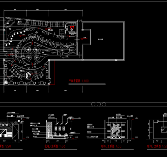 优雅型咖啡厅设计CAD图纸，咖啡厅CAD建筑图纸下载