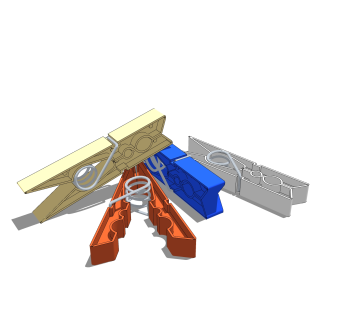 彩色木头晾衣夹草图大师模型,服装店衣架su模型下载