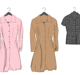 现代衣服草图大师模型，衣服SU模型下载