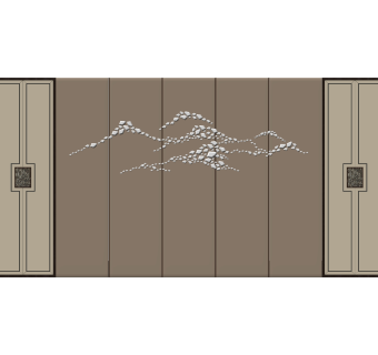 新中式背景墙su模型，背景墙skb文件下载