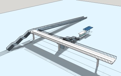 现代人行天桥草图大师模型，人行天桥sketchup模型下载