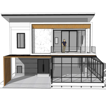 现代风格别墅草图大师模型下载，别墅SKP模型下载