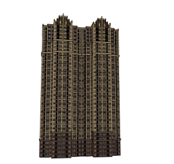 欧式高层住宅楼草图大师模型，住宅楼skp文件下载