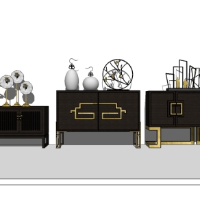 中式边柜斗柜组合su模型，边柜草图大师模型下载