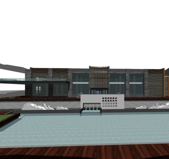 现代办公楼外观草图大师模型，办公楼外观sketchup模型免费下载