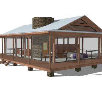 现代度假别墅草图大师模型，sketchup别墅su模型下载