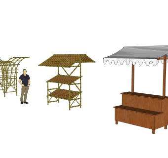 影视剧小商铺摊位摊档sketchup模型下载