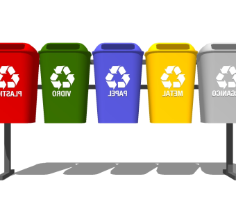 现代分类环保垃圾桶草图大师模型，垃圾桶SU模型下载