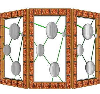 中式景观墙skp文件下载，景观墙SU模型