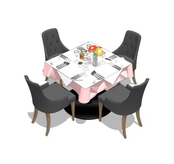 现代简约餐桌椅草图大师模型，餐桌椅skb文件