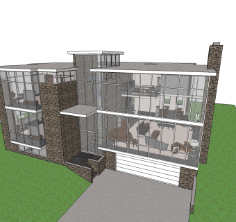 路德维希·密斯·凡·德·罗 别墅居住作品草图大师模型下载