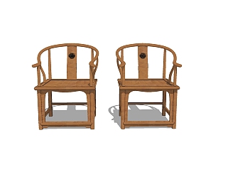 新中式精品双椅SU模型，双椅sketchup模型下载