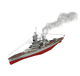 现代日本Haruna榛名战列舰sketchup模型下载，战列舰草图大师模型