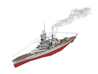 现代日本Haruna榛名战列舰sketchup模型下载，战列舰草图大师模型